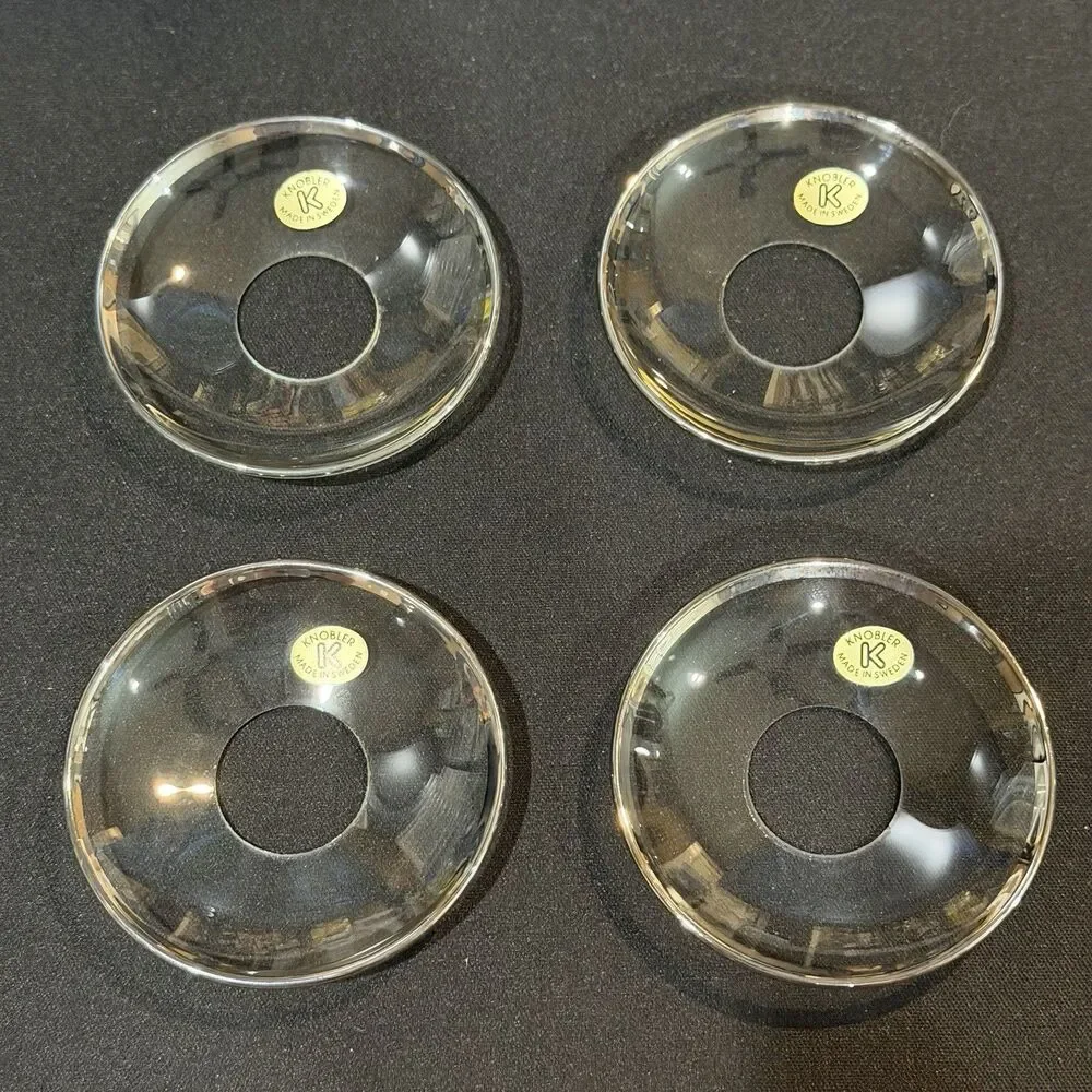 Set of (4) Vintage Knobler Made In Sweden Glass Bobeche Candle Wax Drip Collars